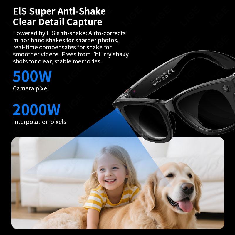 AI Smart Glasses 5 Million Pixels Recording Videos Photo Recognition Answer Translation 290mAh IP66 Waterproof Bluetooth Glasses - gallery