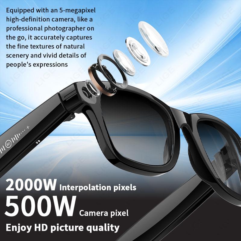AI Smart Glasses 5 Million Pixels Recording Videos Photo Recognition Answer Translation 290mAh IP66 Waterproof Bluetooth Glasses - gallery