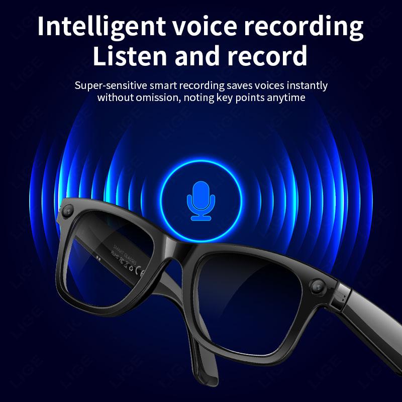 AI Smart Glasses 5 Million Pixels Recording Videos Photo Recognition Answer Translation 290mAh IP66 Waterproof Bluetooth Glasses - gallery