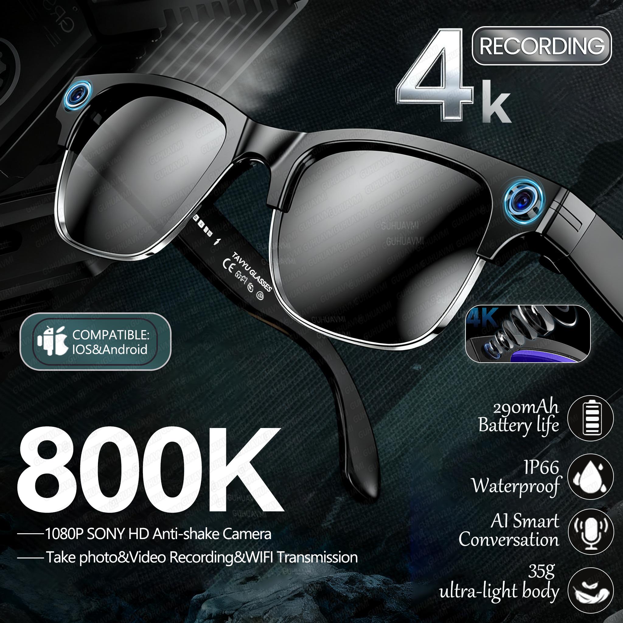 2026 New 4K HD 800W Pixel Dual Camera Smart Glasses Men 1080P Video Recording AI Chat WIFI Transmission Translation Call Glasses