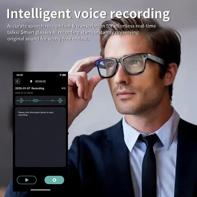 Smart AI Translation Smart Glasses Take Photos Recognizing Objects 4K Camera Bluetooth Music Call Intelligent Recording Glasses - gallery