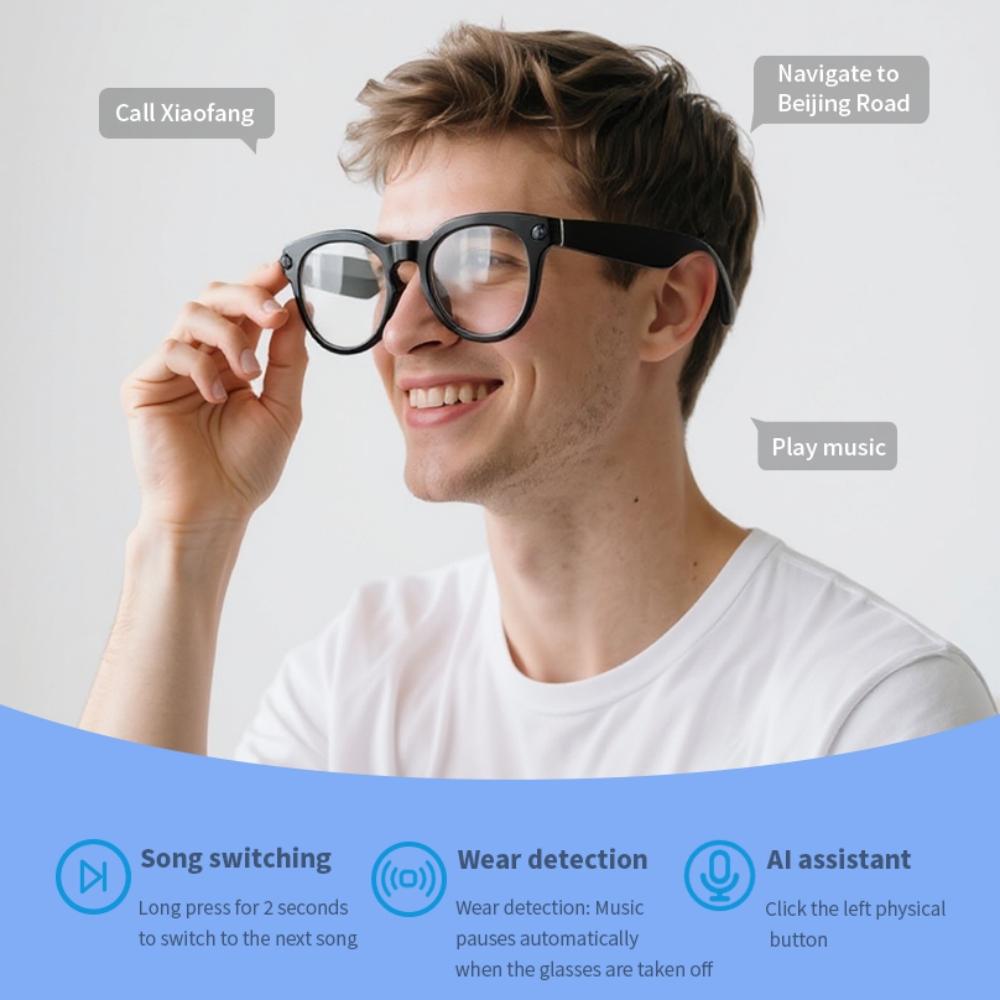 Smart AI Glasses V03 HD Camera 1080P Video Photo Recorder Al Image Recognition Voice Translation WiFi Bluetooth Call Sunglasses