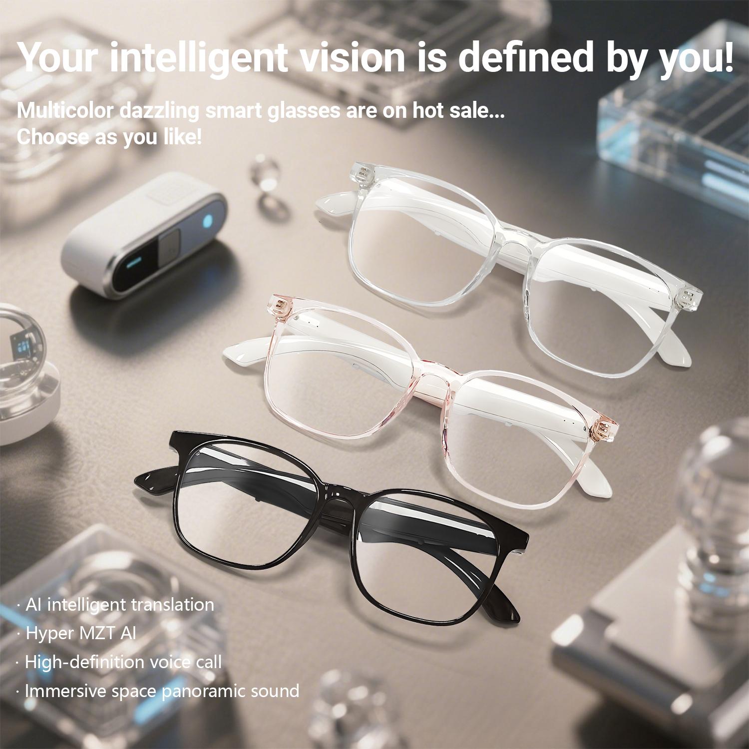 AI smart Translation Glasses with voice assistant Wireless Call Music Playback Earphone Anti Blue Light UV Protection Sunglasses