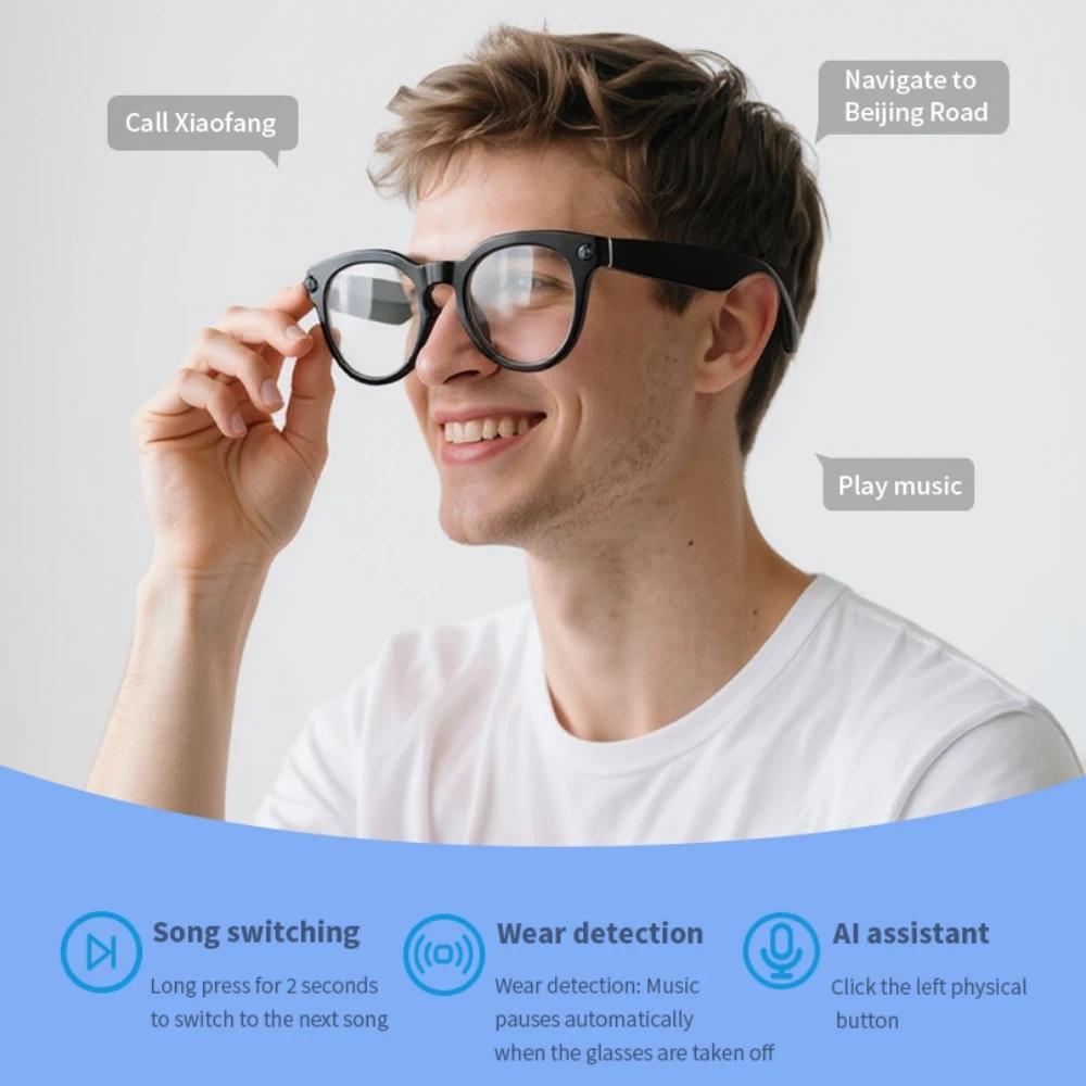 AI Smart Glasses 32MP HD Camera Mini 1200P Video Recording V03 T6 Sunglasses AI Intelligeng Office Assistant Wireless BT Headset
