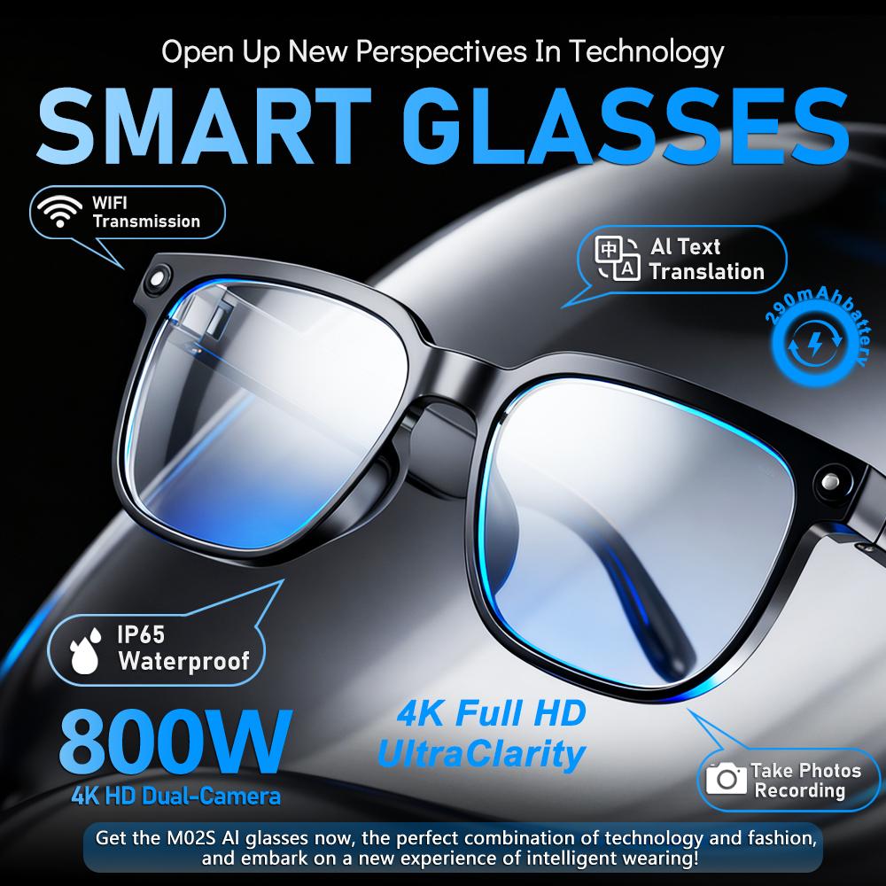 AI Smart Glasses 4K HD 800MP Camera Outdoor Sport Video Sunglasses Bluetooth Call Voice Assistant AI ChatGPT Translation glasses