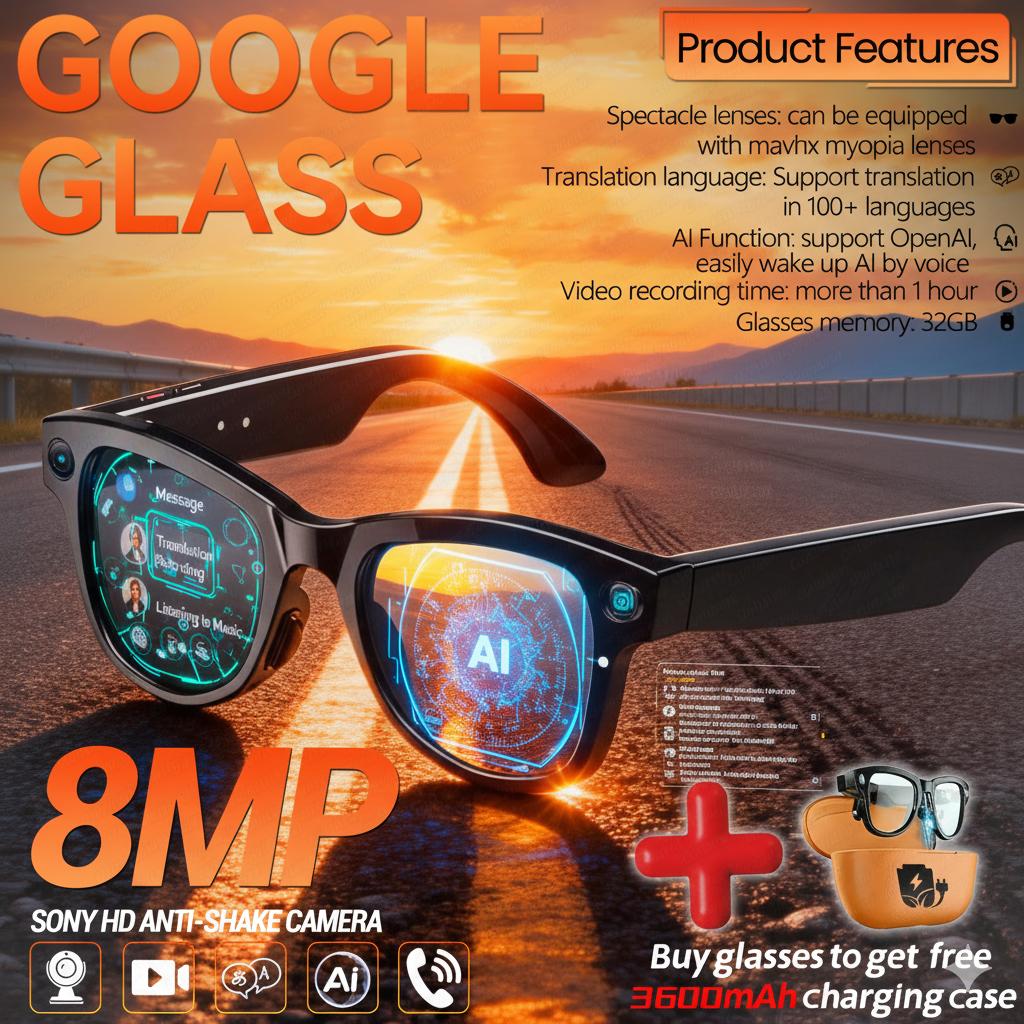 2026 New 800W Camera Smart Glasses  Video Recording 120+language Translation 3600mAh Battery WIFI Transmission Call Sunglasses - gallery