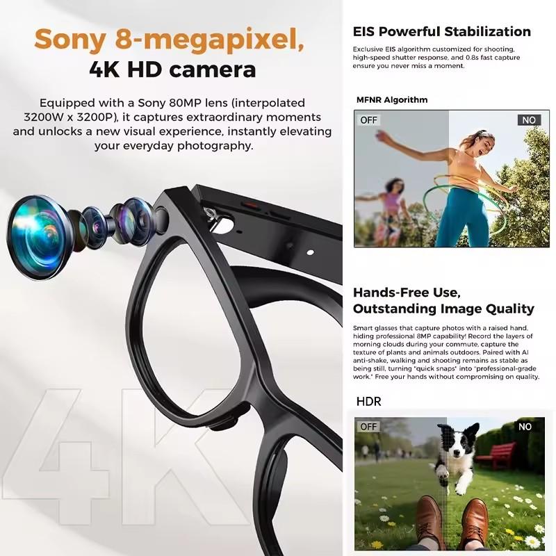2026 New 800W Camera Smart Glasses  Video Recording 120+language Translation 3600mAh Battery WIFI Transmission Call Sunglasses - gallery