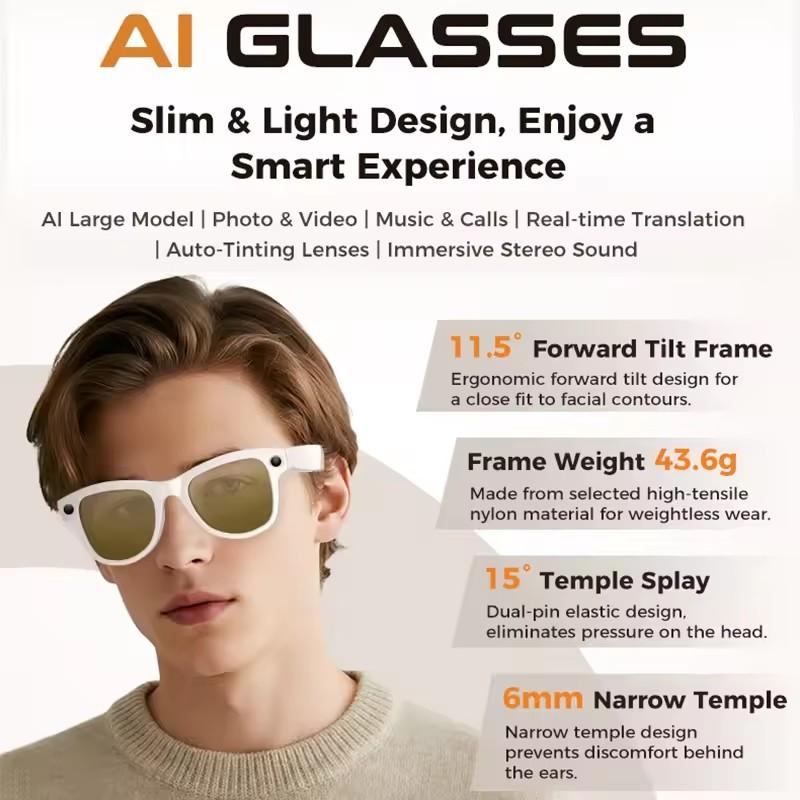 2026 New 800W Camera Smart Glasses  Video Recording 120+language Translation 3600mAh Battery WIFI Transmission Call Sunglasses - gallery