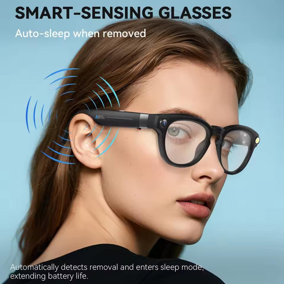2026 New 4K HD AI Smart Glasses Chat GPT 800MP HD Camera Bluetooth Call 290mAh Battery 4GB Voice Assistant Control Smart Glasses
