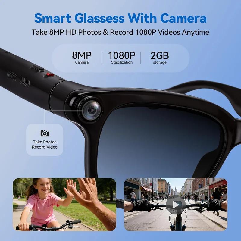 CoolWiz Smart Sports Glasses for Men – New Business Model, 8MP Camera, Anti-Shake, 100+ Language Translations via ChatGPT AI Assistant, POV Video Glasses, AI Glasses for Outdoor Sports and Daily Use