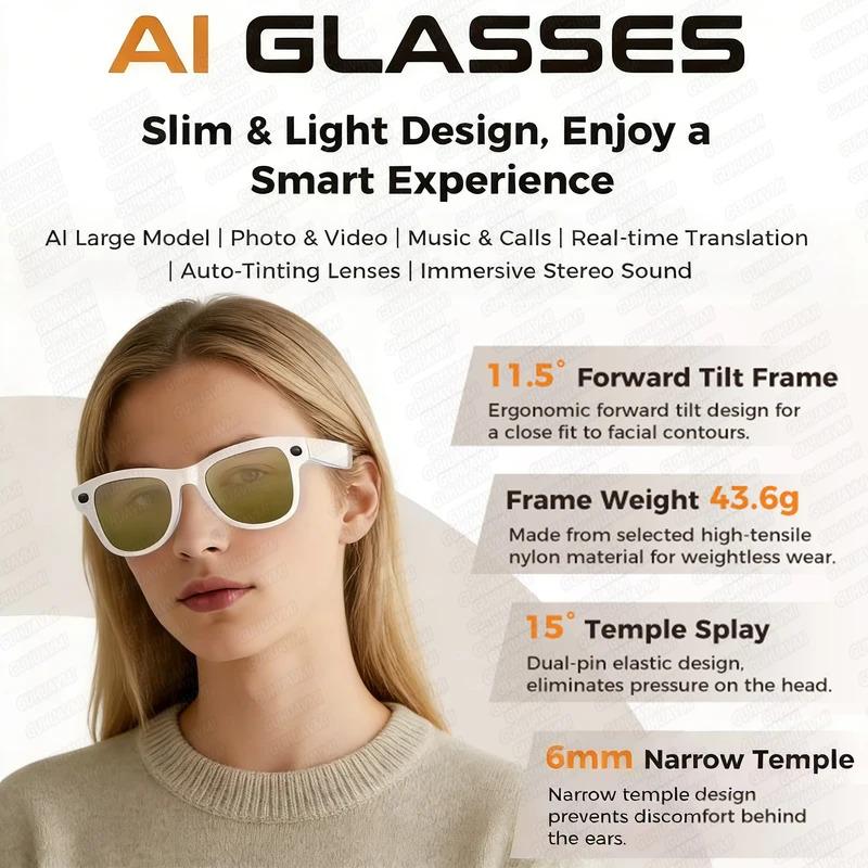 CoolWiz Smart Glasses Baru 3600MAh Pengecas Mudah Alih M02ultra Wanita 800W Kamera AI Terjemahan Rakaman Video Pemain Muzik Cermin Mata Panggilan Lelaki Untuk Sukan Luar Penggunaan Harian - gallery