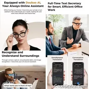 CoolWiz Smart Glasses Baru 3600MAh Pengecas Mudah Alih M02ultra Wanita 800W Kamera AI Terjemahan Rakaman Video Pemain Muzik Cermin Mata Panggilan Lelaki Untuk Sukan Luar Penggunaan Harian - view 6