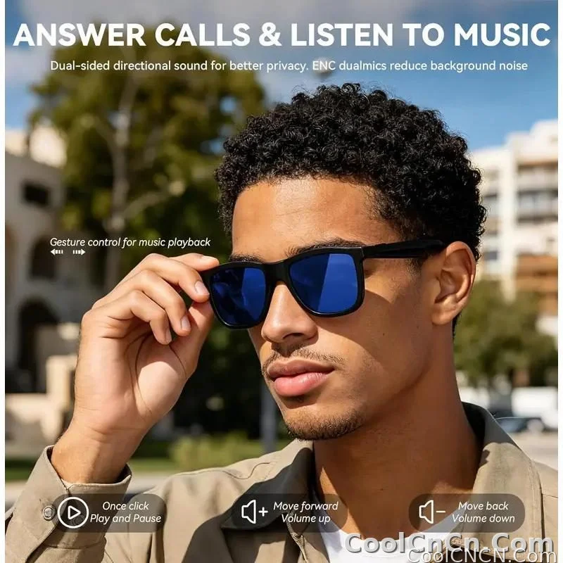 CoolWiz Smart Glasses, 4 Levels Electrochromic — New Business Style for Men, 164+ Translation Languages via ChatGPT, Black Sunglasses, Waterproof, suitable for outdoor sports and everyday use