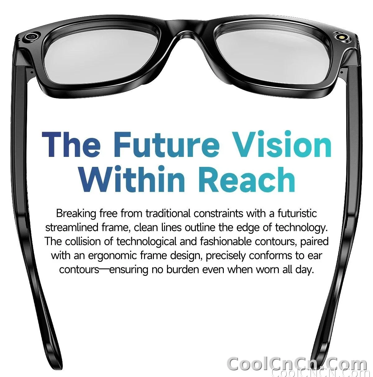 CoolWiz smart glasses with a 1080P video camera, black sunglasses, Bluetooth call translation, music playback, recording, men’s photochromic glasses for outdoor sports and everyday use - detail