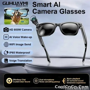 CoolWiz smart glasses with a 1080P video camera, black sunglasses, Bluetooth call translation, music playback, recording, men’s photochromic glasses for outdoor sports and everyday use - view 8