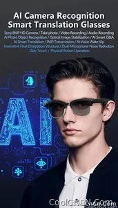 CoolWiz New AI Smart Glasses — 120+ Language Translations, 8MP Camera, 8K Resolution, Video & Music Playback, Business Calls, Color‑Changing Lenses, for Men, suitable for outdoor sports and everyday use - view 11