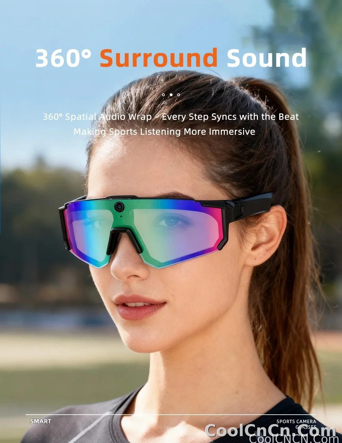 CoolWiz WiFi smart 8MP camera glasses for men, 1080p HD video recording, 32GB storage, polarized sunglasses with AI voice dialogue translation, suitable for sports and outdoor daily use - detail
