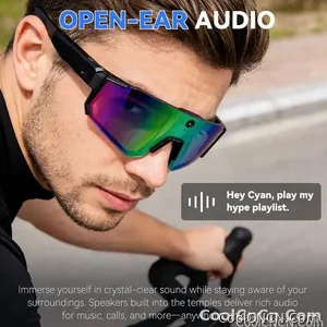 CoolWiz WiFi smart 8MP camera glasses for men, 1080p HD video recording, 32GB storage, polarized sunglasses with AI voice dialogue translation, suitable for sports and outdoor daily use - view 5