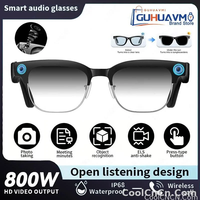 CoolWiz AI Smart Glasses 4K HD with Color Change, 8MP Camera, 1080p Video, AI Music Player, AI Calls, AI Sports Glasses for Men, for Outdoor Sports and Everyday Use - detail