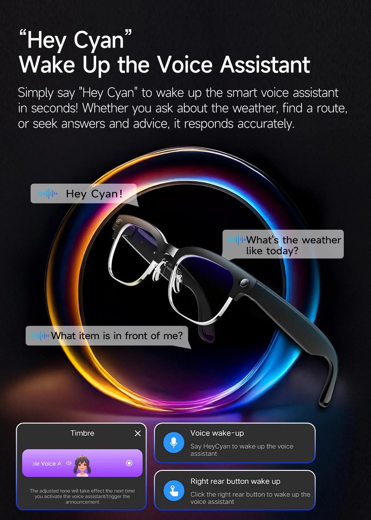 CoolWiz AI Smart Glasses 4K HD with Color Change, 8MP Camera, 1080p Video, AI Music Player, AI Calls, AI Sports Glasses for Men, for Outdoor Sports and Everyday Use - gallery