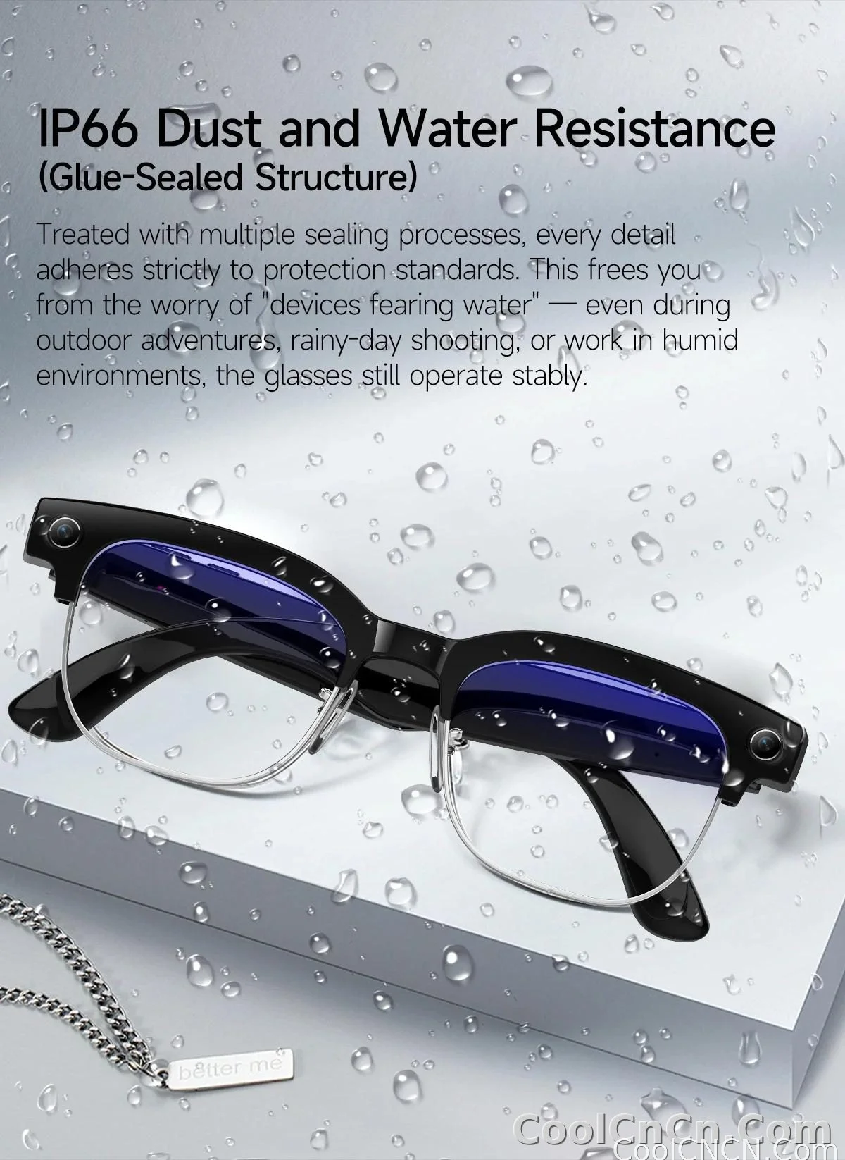 CoolWiz AI Smart Glasses 4K HD with Color Change, 8MP Camera, 1080p Video, AI Music Player, AI Calls, AI Sports Glasses for Men, for Outdoor Sports and Everyday Use - detail