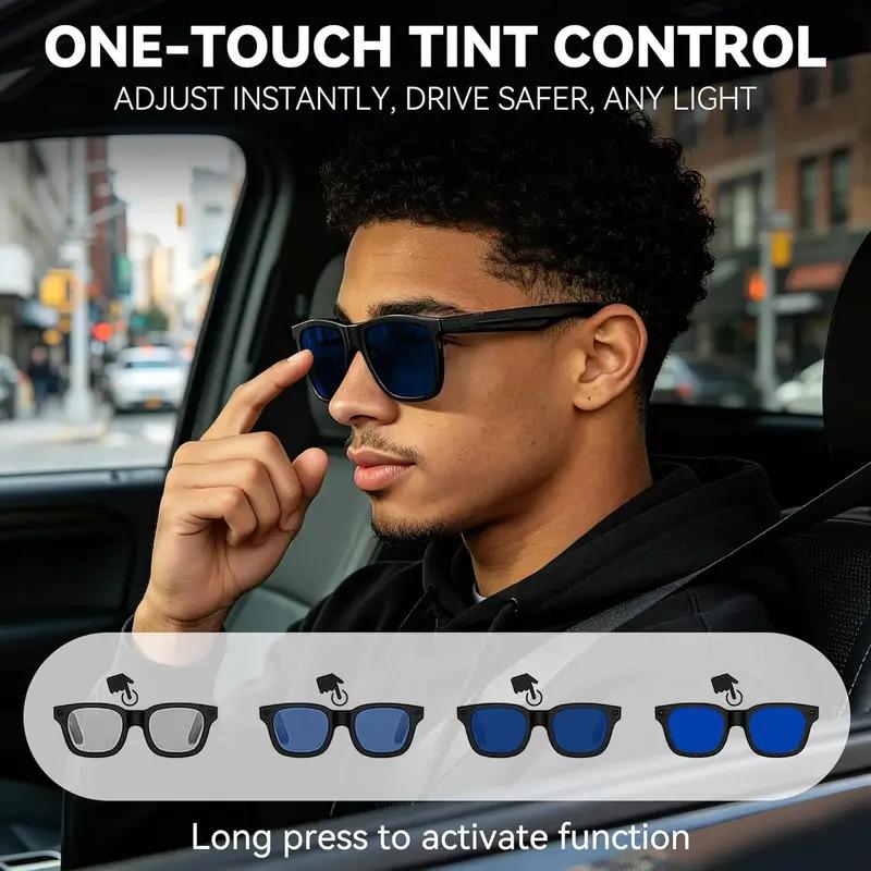 CoolWiz Cermin Mata Pintar Audio Lensa Elektrochromic Sentuhan 4 Kelajuan Baharu 164+Terjemahan Bahasa Panggilan Bluetooth Cermin Mata Hitam Muzik ChatGPT Untuk Sukan Luar dan Penggunaan Harian - gallery