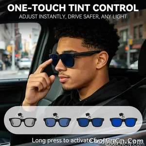 CoolWiz Cermin Mata Pintar Audio Lensa Elektrochromic Sentuhan 4 Kelajuan Baharu 164+Terjemahan Bahasa Panggilan Bluetooth Cermin Mata Hitam Muzik ChatGPT Untuk Sukan Luar dan Penggunaan Harian - view 3