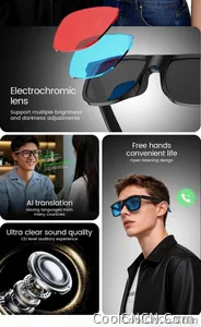 CoolWiz Cermin Mata Pintar Bluetooth 4 Tahap Elektrochromic AI Baharu ChatGPT 164+Terjemahan Bahasa Muzik Panggilan Bebas Tangan Cermin Mata Hitam Untuk Sukan Luar Penggunaan Harian - view 12