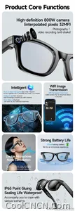 New Upgrade Smart Glasees With Camera Video Recording Languages Bluetooth Call Translation Voice Sunglasses - view 10