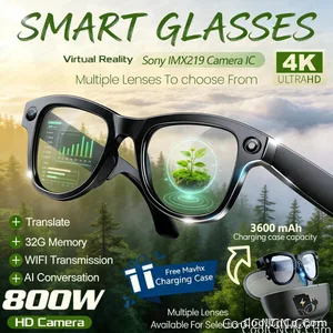 2026New Smart AI Glasses 4K 800W Camera ChatGPT Photos&Video 3600mAh Charging Case Power Bank 32GB Translation Music Sunglasses - view 1