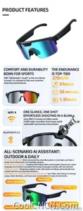 2026 New AI Smart Sports Glasses with 1200P Camera 4k Anti-Shake AI Voice Translator Bluetooth Call Dual Mic Audio Sunglasses - view 9