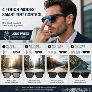 New Smart Audio Sunglasses 2026 Bluetooth Call AI Translation Touch Color Change Sliding Volume Control Dual Mic ENC Waterproof - view 3