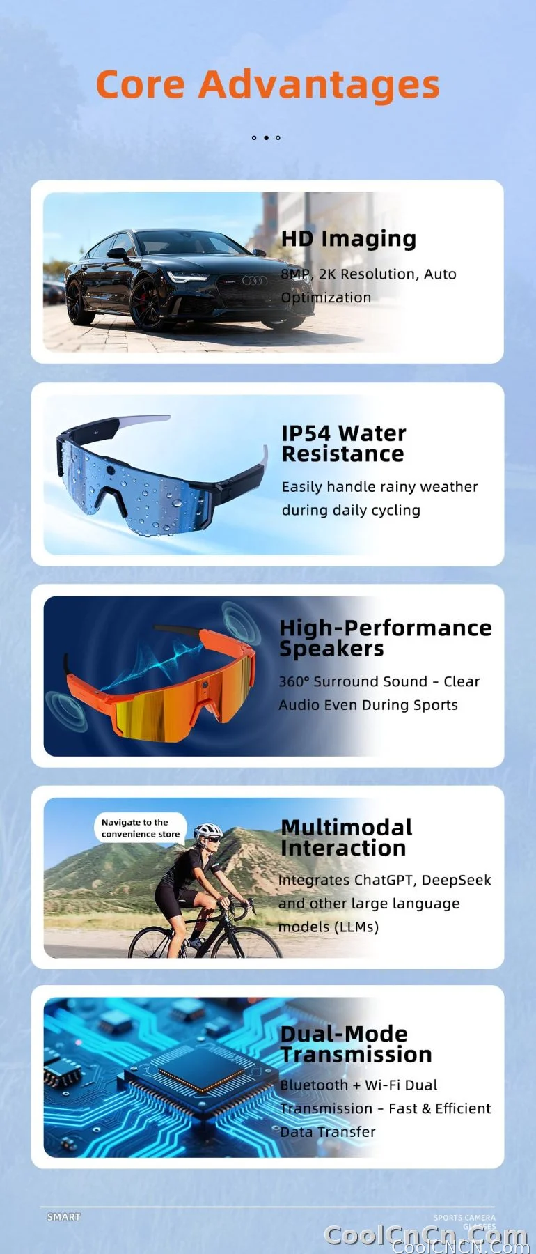 2026 New AI smart shooting&recording glasses with 800W camera, HD anti-shake bicycle riding shooting artifact, windproof goggles - detail