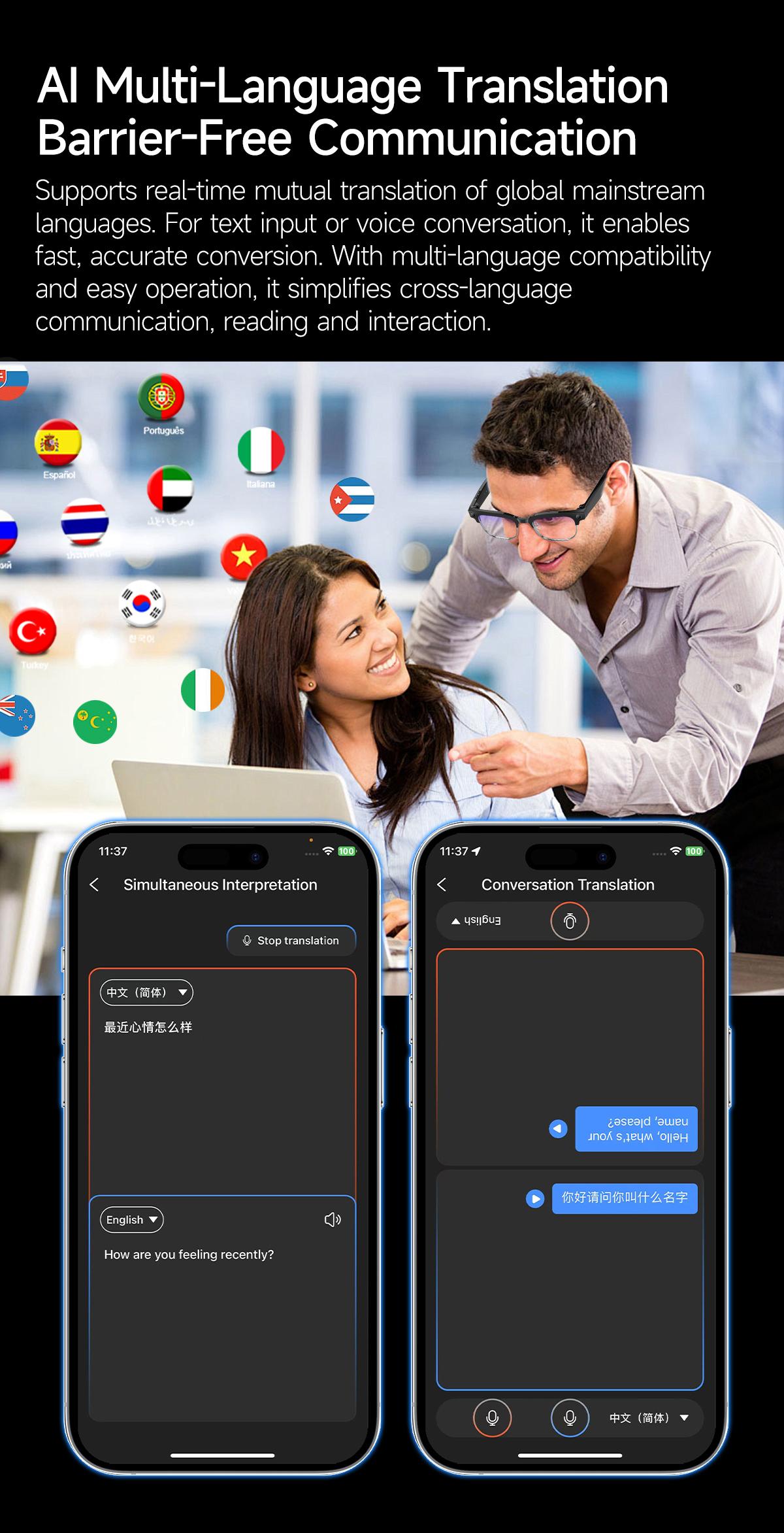 2026New 4K Ultra HD Color Change BT Call Smart Glasses AI Chat Music Player 800W Pixel Camera 1080P Video  AI Sports Glasses Men - gallery