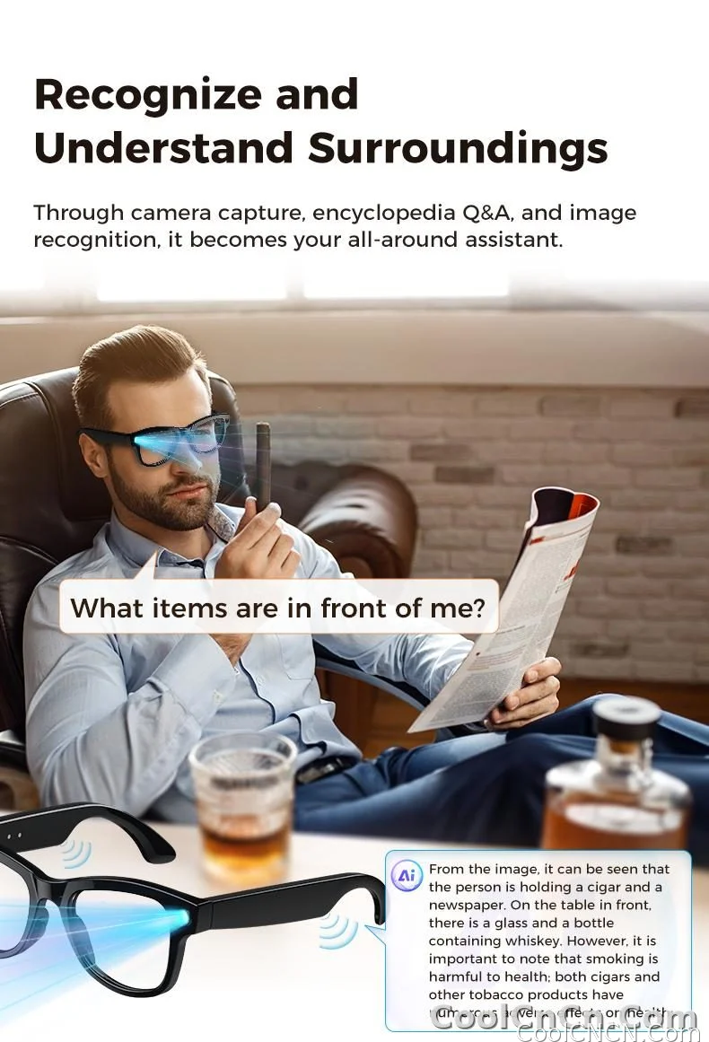 2026 AI Smart Glasses 1080P HD Camera Video Recorder Voice Translation Wireless Audio WiFi Sync Touch Eyewear for Travel Men Use - detail