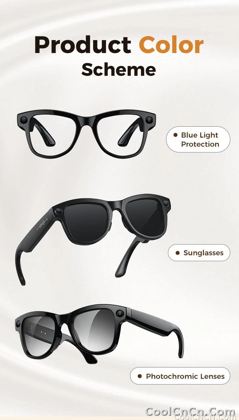 2026 AI Smart Glasses 1080P HD Camera Video Recorder Voice Translation Wireless Audio WiFi Sync Touch Eyewear for Travel Men Use - detail