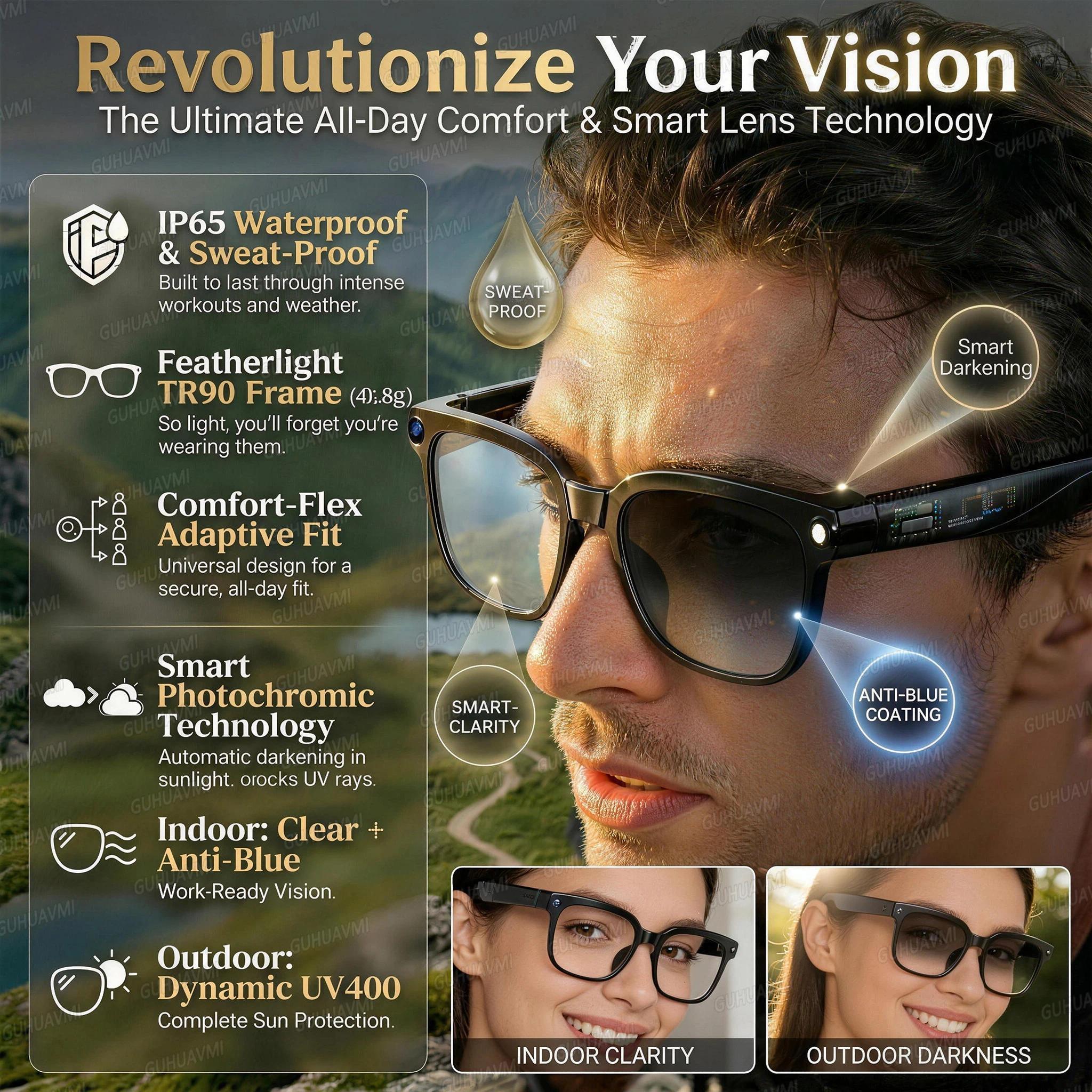 2026New 800W Pixel 4K HD Camera Smart Glasses AI Translation ChatGPT Music Play Voice Dual Microphone BT Call Sunglass Men Woman - gallery