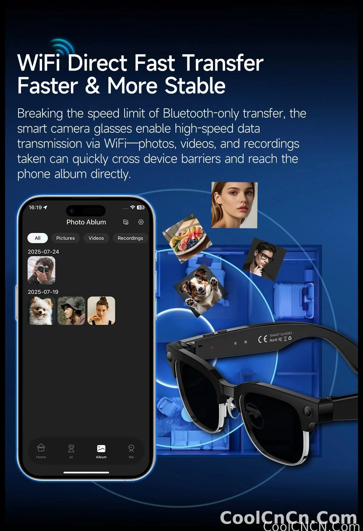 2026New AI Smart Glasses 800W Pixel Camera Various Language Translation Video Music BT Call Business 4K Color Change Glasses Men - detail