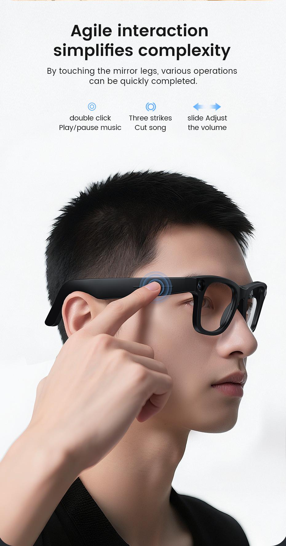 2026 New AI SmartGlasses 800W Camera Touch-sensitive AI Translation 320mah AI Photo Recognition 32 GB Storage Smart Sunglasses - gallery