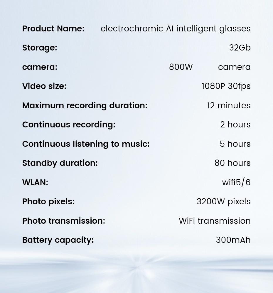 2026 New AI SmartGlasses 800W Camera Touch-sensitive AI Translation 320mah AI Photo Recognition 32 GB Storage Smart Sunglasses - gallery