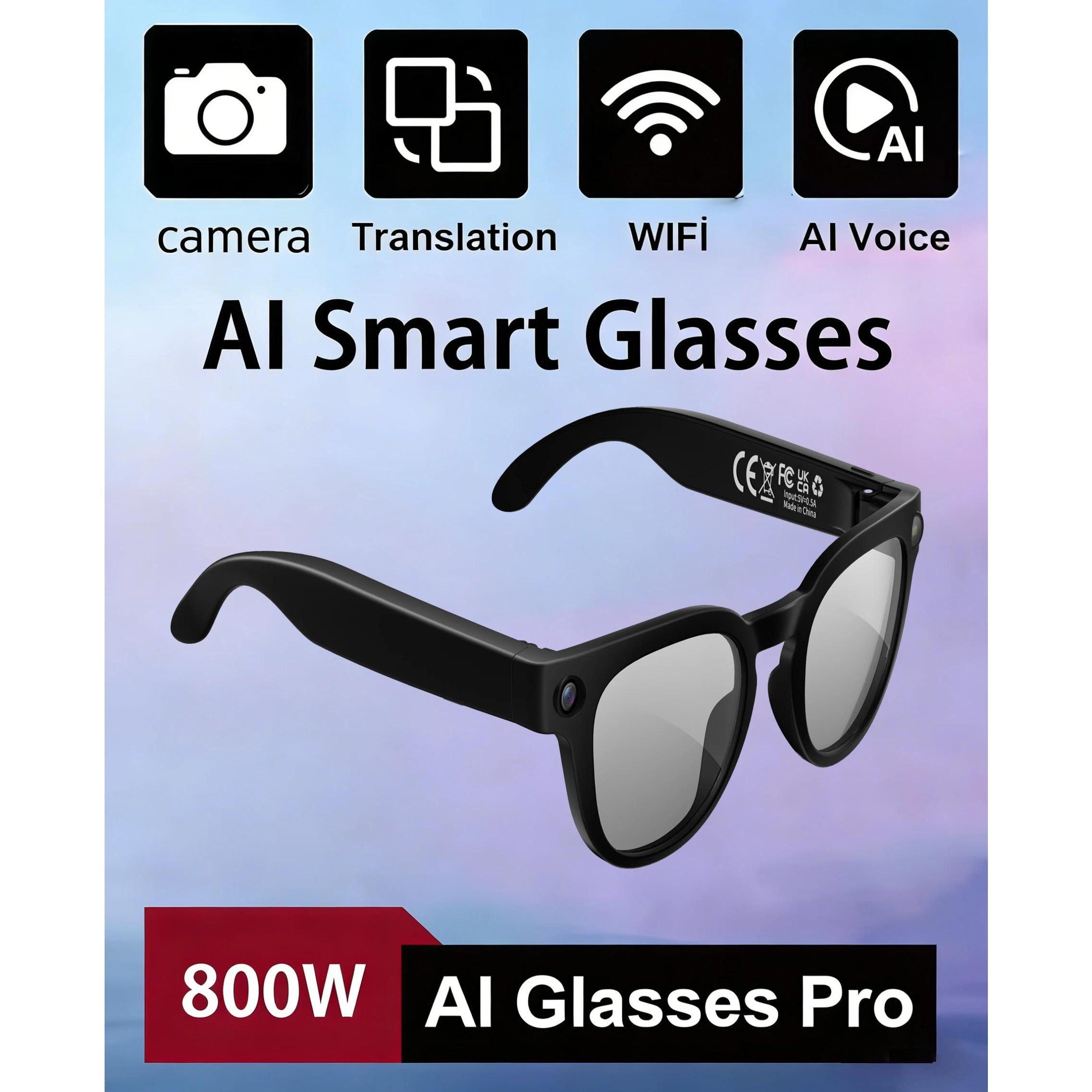 AI Smart Glasses 8MP HD Camera Video Recording AI Translation Voice Assistant TR90 Ultralight Bluetooth Call Music Smart Eyewear