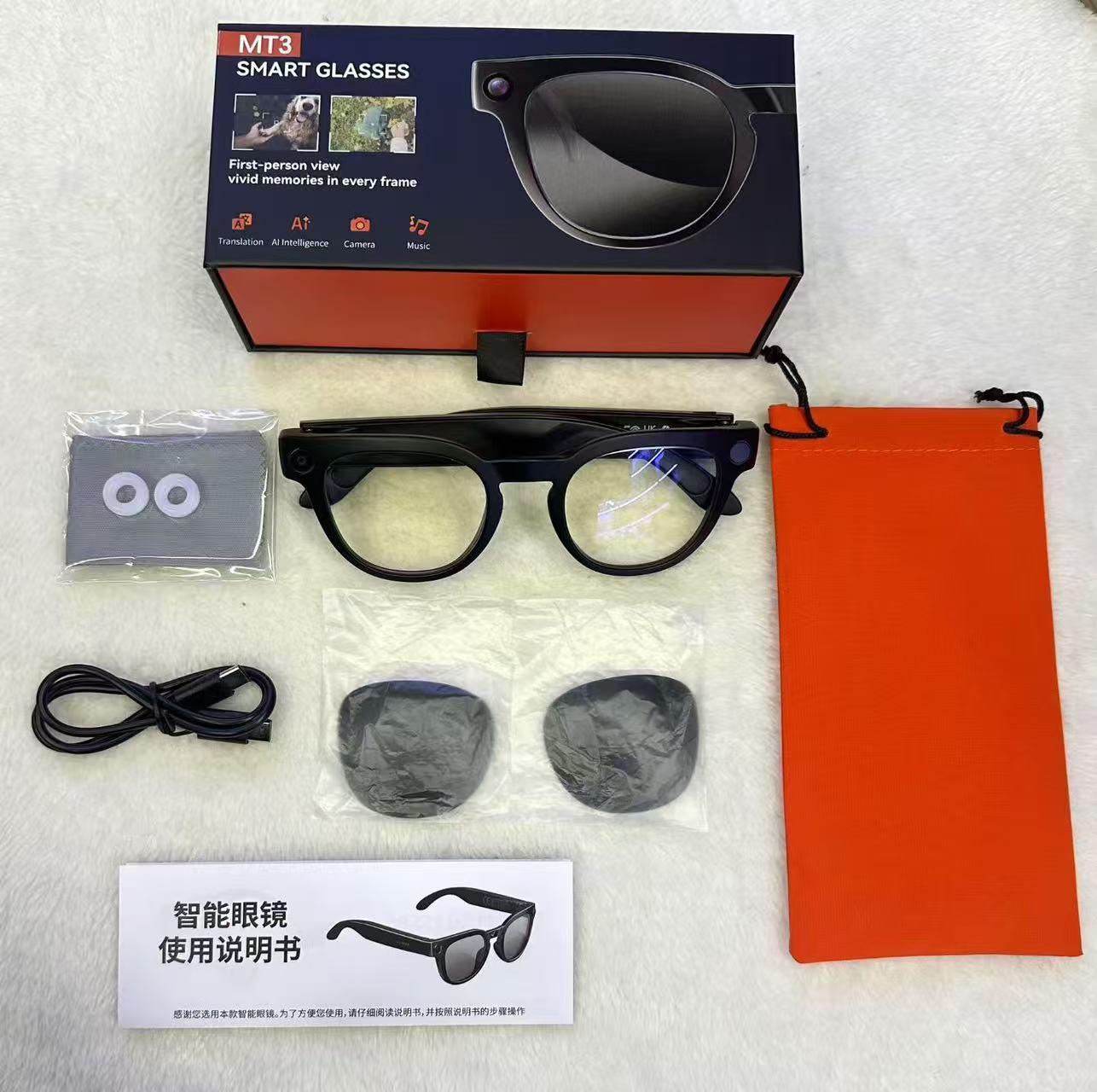 AI Smart Glasses 8MP HD Camera Video Recording AI Translation Voice Assistant TR90 Ultralight Bluetooth Call Music Smart Eyewear - gallery