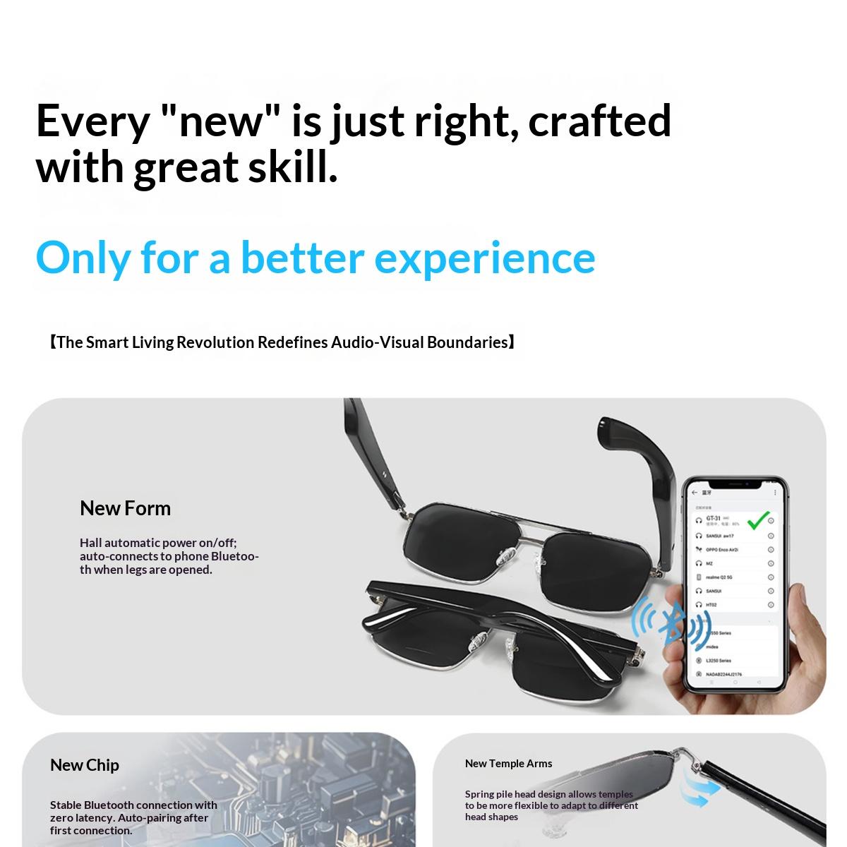 Smart Glasses Real Time Translation Wireless Bluetooth Touch Call Sports For Men Music Smart Glasses With Translator - gallery
