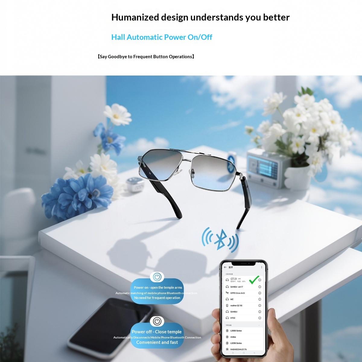 Smart Glasses Real Time Translation Wireless Bluetooth Touch Call Sports For Men Music Smart Glasses With Translator - gallery