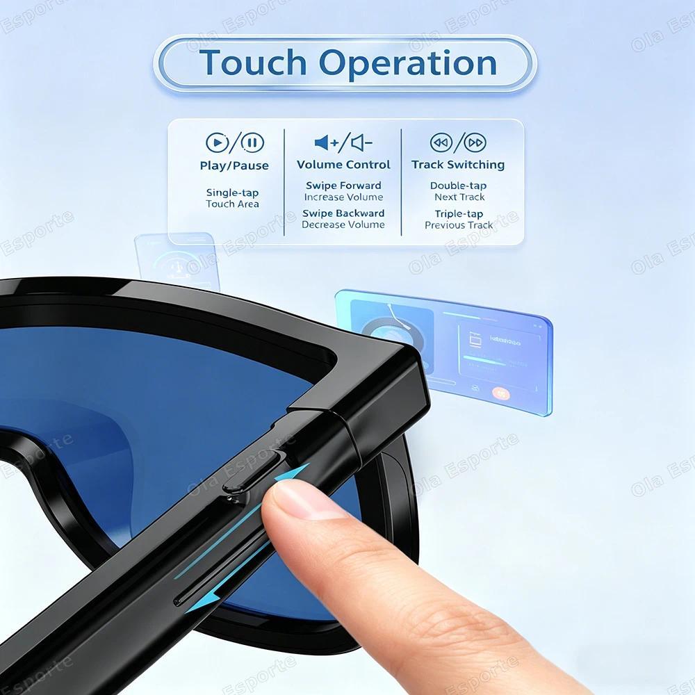 2026 Smart Audio Glasses Touch Control Color Changing Lens Dual Microphone Noise Reduction AI translation Bluetooth Sunglasses - gallery