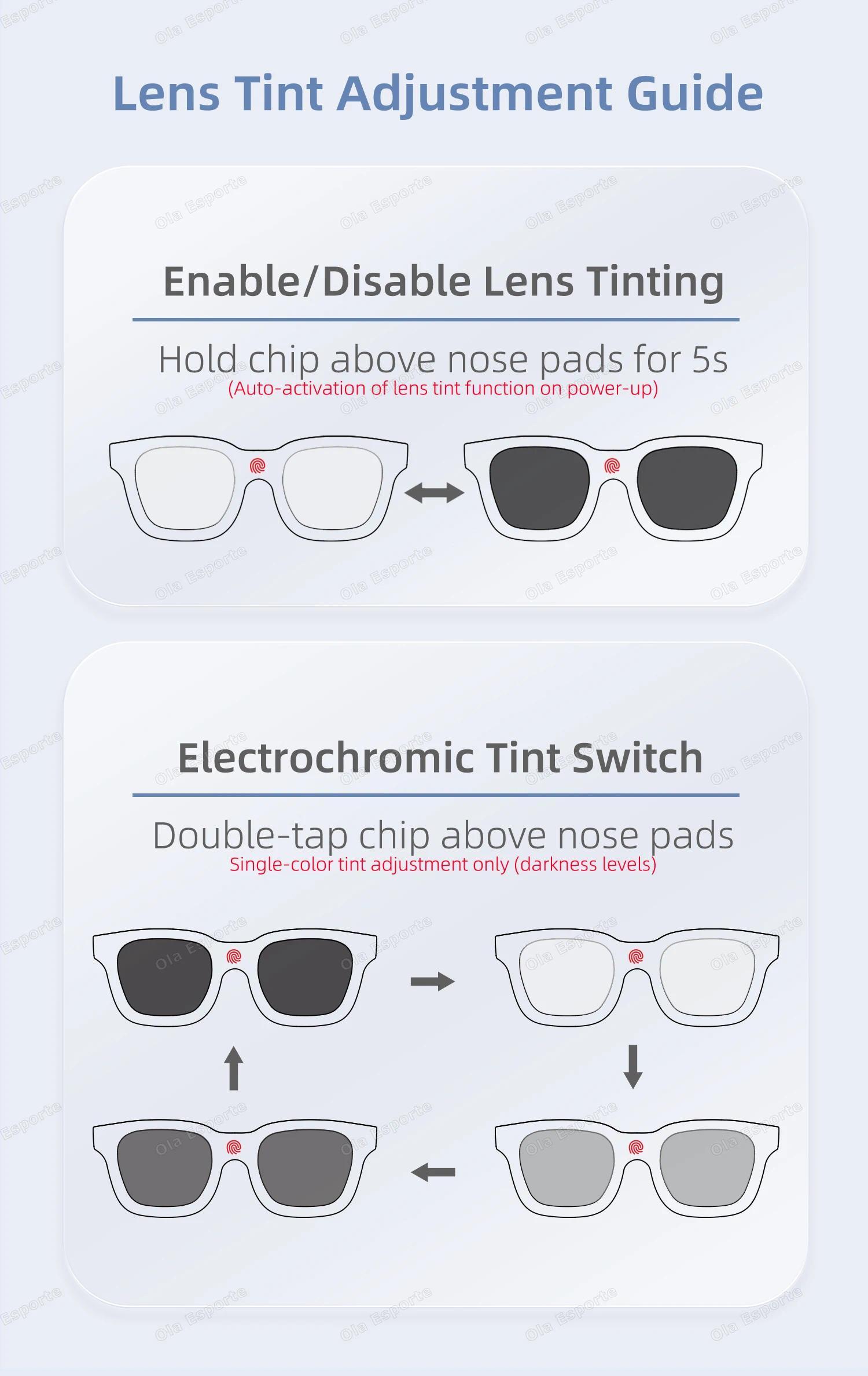 2026 Smart Audio Glasses Touch Control Color Changing Lens Dual Microphone Noise Reduction AI translation Bluetooth Sunglasses - gallery