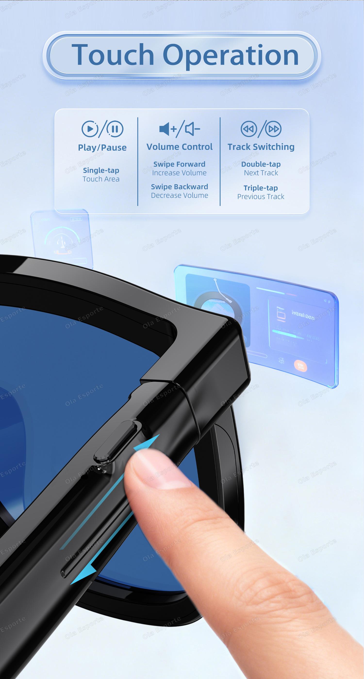 2026 Smart Audio Glasses Touch Control Color Changing Lens Dual Microphone Noise Reduction AI translation Bluetooth Sunglasses - gallery