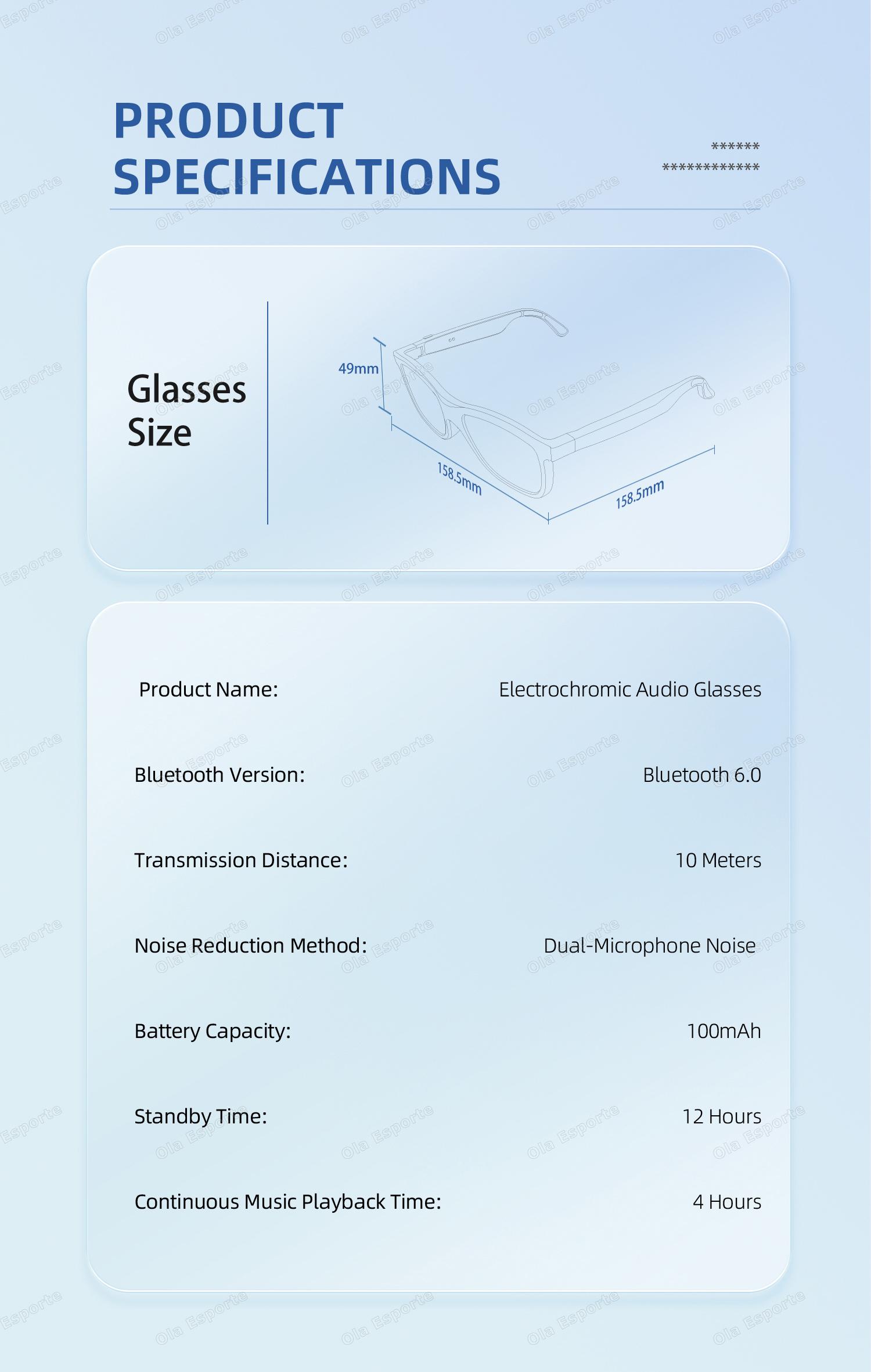 2026 Smart Audio Glasses Touch Control Color Changing Lens Dual Microphone Noise Reduction AI translation Bluetooth Sunglasses - gallery