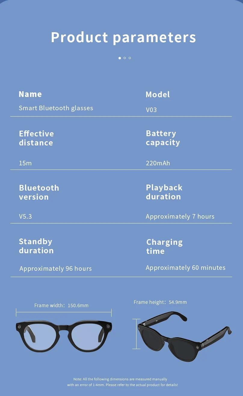 Smart Glasses Camera Glasses BT Call Music Touch Sunglasses Voice Assistant Video Recording WIFI AI Glasses Translator - gallery