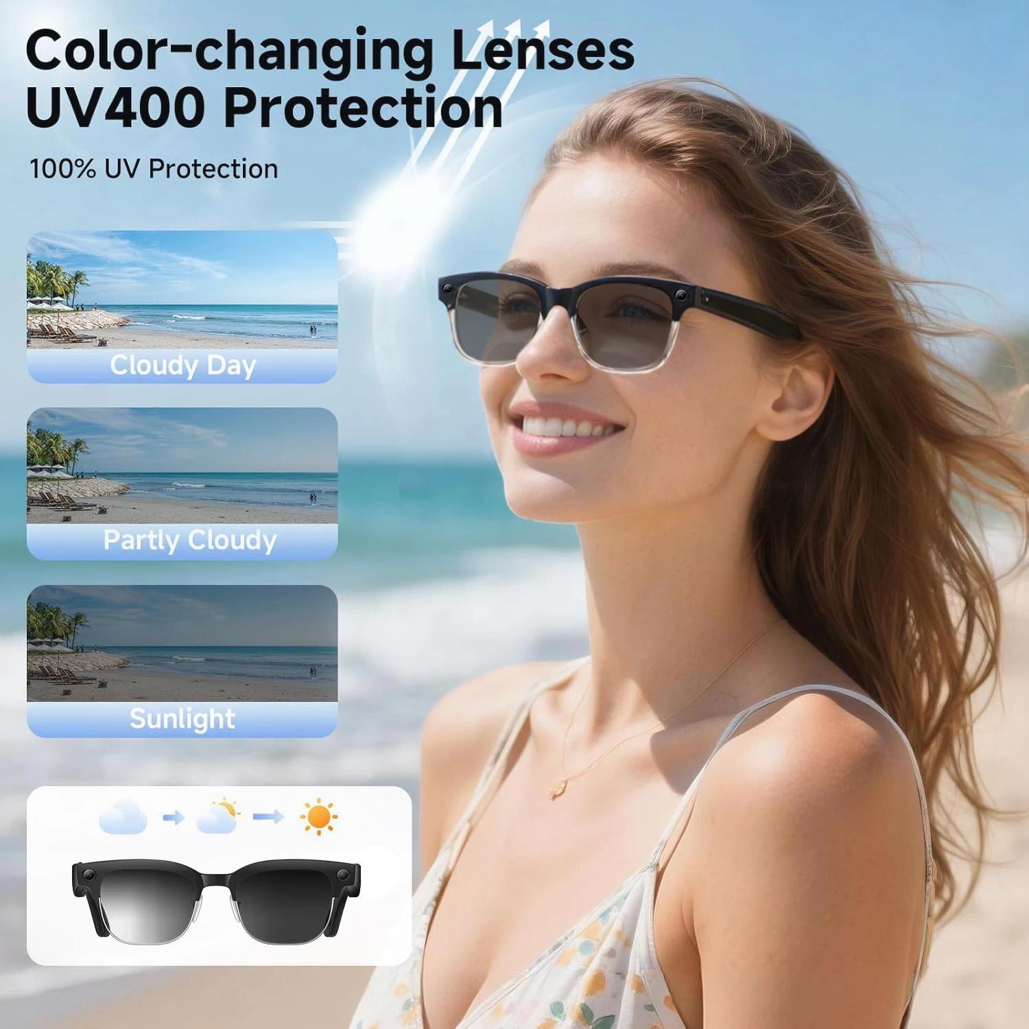 2026 New 800W Pixel Camera Smart AI Glasses Anti-shake Video Record ChatGP WIFI Translation Call Waterproof 32GB Sunglasses Men - gallery